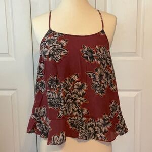 Maeve Anthropologie Silk Ruffle‎ Floral Top 0